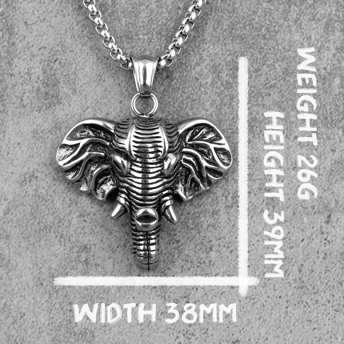 Colares longos masculinos de elefante, pingentes de estilo punk para homens, jóias em aço inoxidável para criatividade