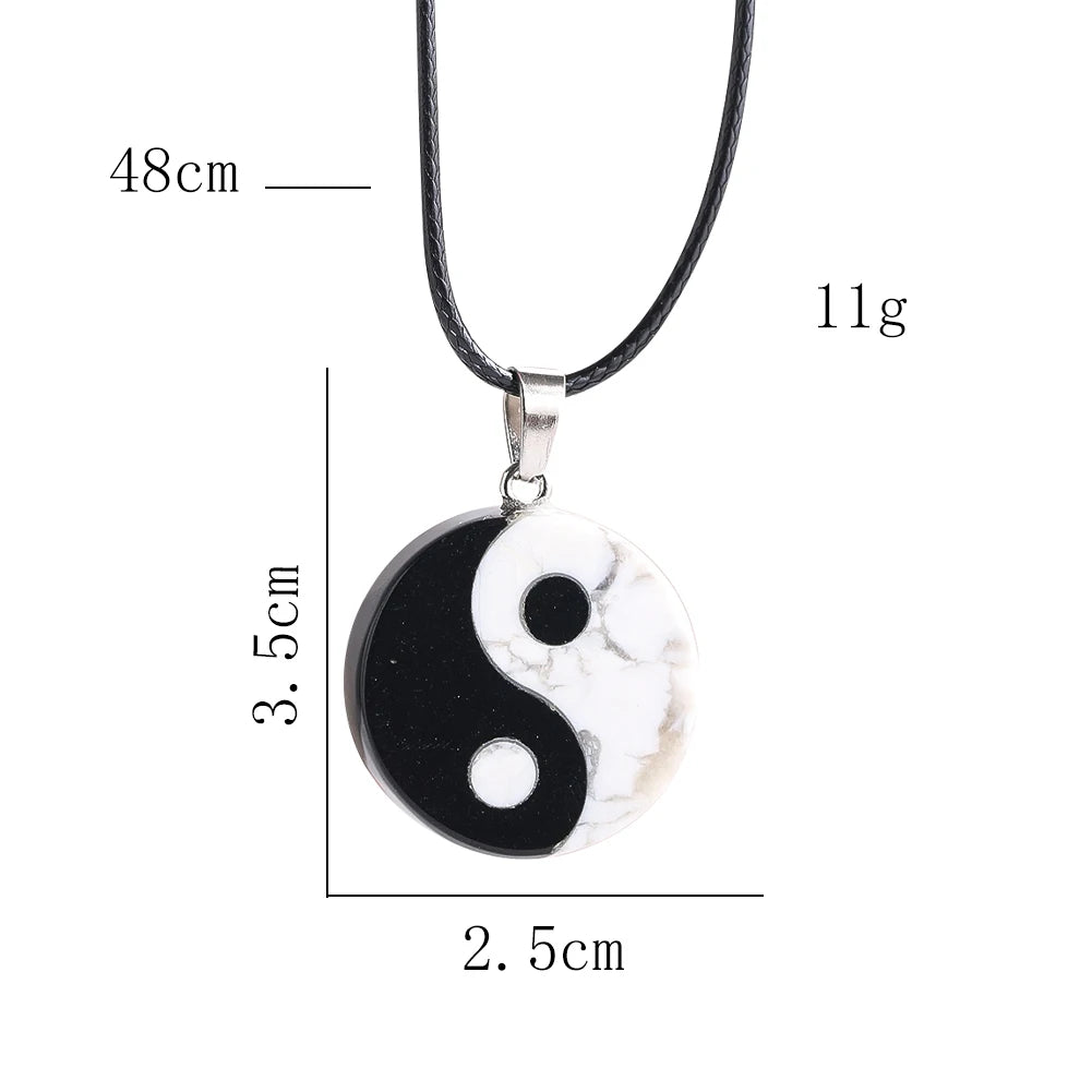 Natural branco pinho tai chi pingente colar chinês feng shui yin yang amuleto charme corda corrente auspicioso jóias presentes