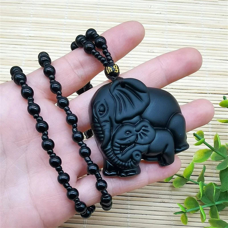 Collar de elefante de obsidiana
