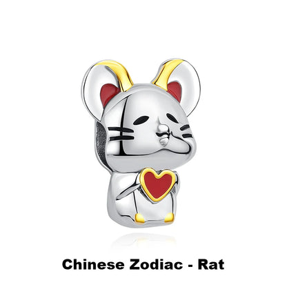 Charms Originais de Prata Esterlina 925, Pingente de Gato da Sorte, Boneca Japonesa, Presente de Ano Novo, Pulseiras e Colares para Mulheres, Joias