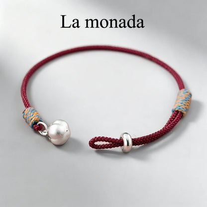 La Monada-925 Sterling Pulseira De Prata Para Mulheres, Fio Vermelho, Corda, Bênção, Mão De Caqui