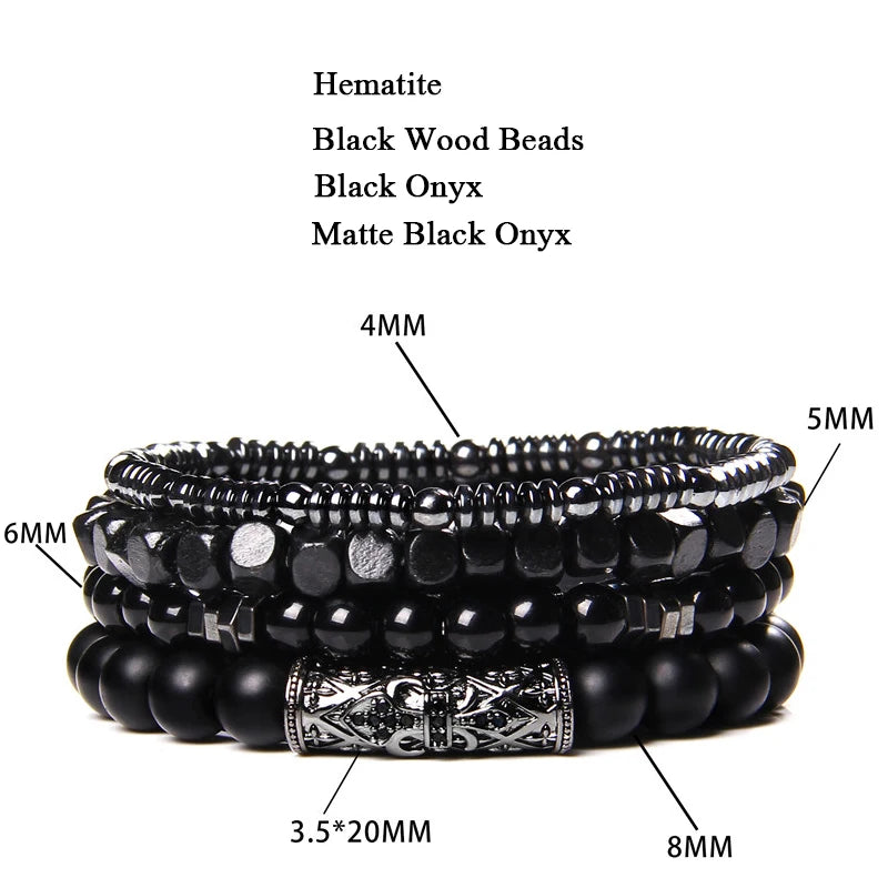 Conjunto de pulseras de cuentas y cuero