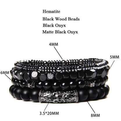 Conjunto de pulseras de cuentas y cuero