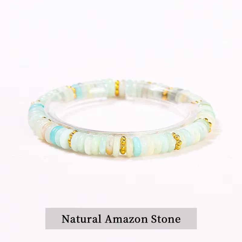 Jd pedra natural verde aventurina rosa quartzo espaçador plano contas pulseira mulheres homens bohe pulseiras elásticas cura presente da amizade