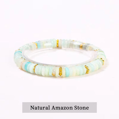 Jd pedra natural verde aventurina rosa quartzo espaçador plano contas pulseira mulheres homens bohe pulseiras elásticas cura presente da amizade