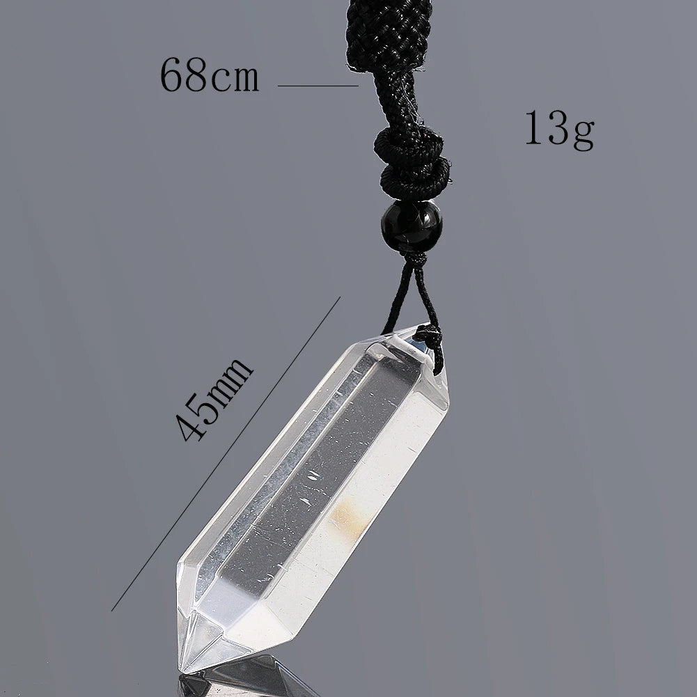 Duplo Pointed Natural Cristal Branco Quartzo Colar Pingente, Colar Geometria, Herkimer, Energia Pedra, Reiki Chakras Dangle, Gargantilha Jóias