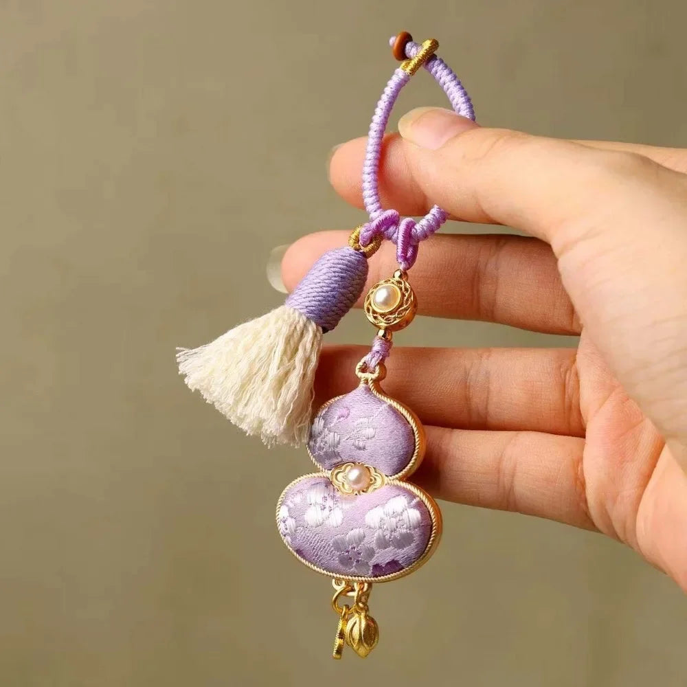 Pingente de cabaça brocado feito à mão bênção estilo chinês tecido borla saco pingente tradicional boa sorte pendurado ornamentos presentes