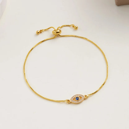Luxo cor de ouro zircão mau olho azul pulseira moda sorte jóias feminino presente ajustável feito à mão