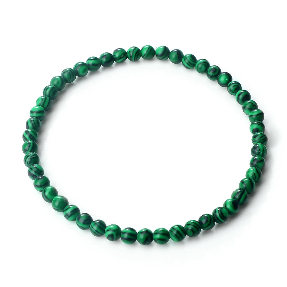 Pulsera de cuentas de piedra de 4 mm