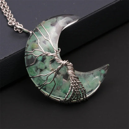 Colgante luna Árbol de la Vida de cristal