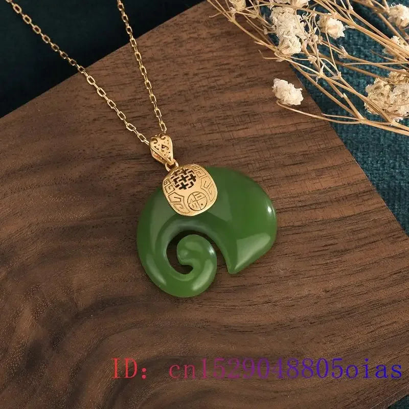 Verde jade elefante pingente pedra preciosa amuleto calcedônia chinês presentes femininos natural sorte charme colar jóias moda