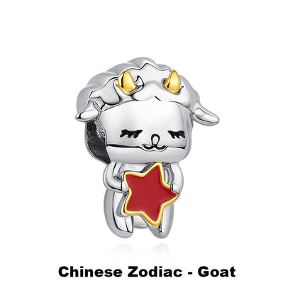Charms Originais de Prata Esterlina 925, Pingente de Gato da Sorte, Boneca Japonesa, Presente de Ano Novo, Pulseiras e Colares para Mulheres, Joias