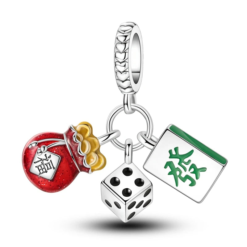 Original 925 prata esterlina encantos grânulo china ano novo vermelho encantos nova boneca pingente fecho aberto caber multi estilo pulseira original