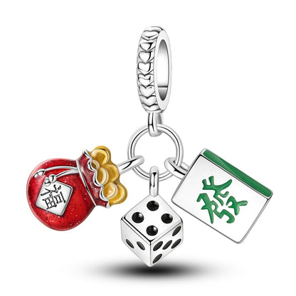 Original 925 prata esterlina encantos grânulo china ano novo vermelho encantos nova boneca pingente fecho aberto caber multi estilo pulseira original