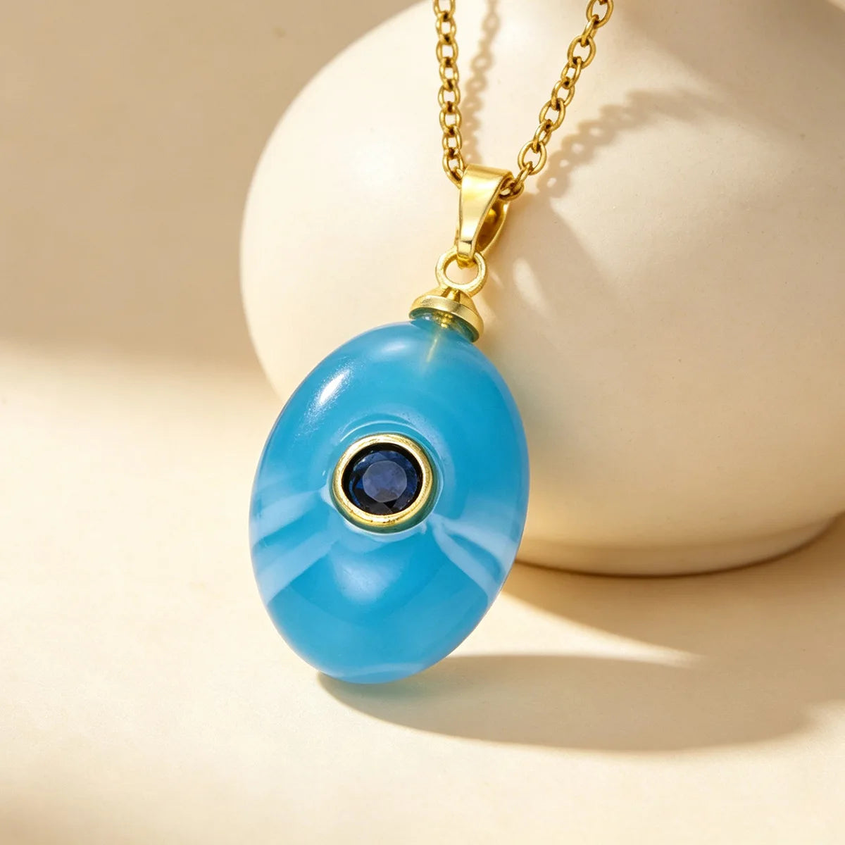 1 unidade de colar gargantilha redondo com pingente de strass colorido e efeito de pedra de imitação oval em resina, estilo Ins, com zircônia, joia.