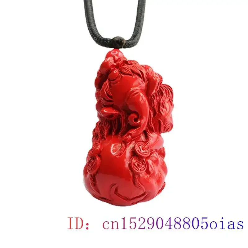Cinábrio Pixiu Pingente para mulheres, designer vintage, presente vermelho, charme natural chinês, joias de pedra real, moda