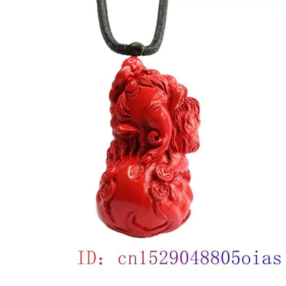 Cinábrio Pixiu Pingente para mulheres, designer vintage, presente vermelho, charme natural chinês, joias de pedra real, moda
