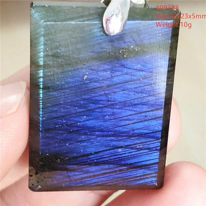 Colar de Pingente de Labradorita Azul Natural em Formato de Gota com Brilho para Mulheres e Homens AAAAAA