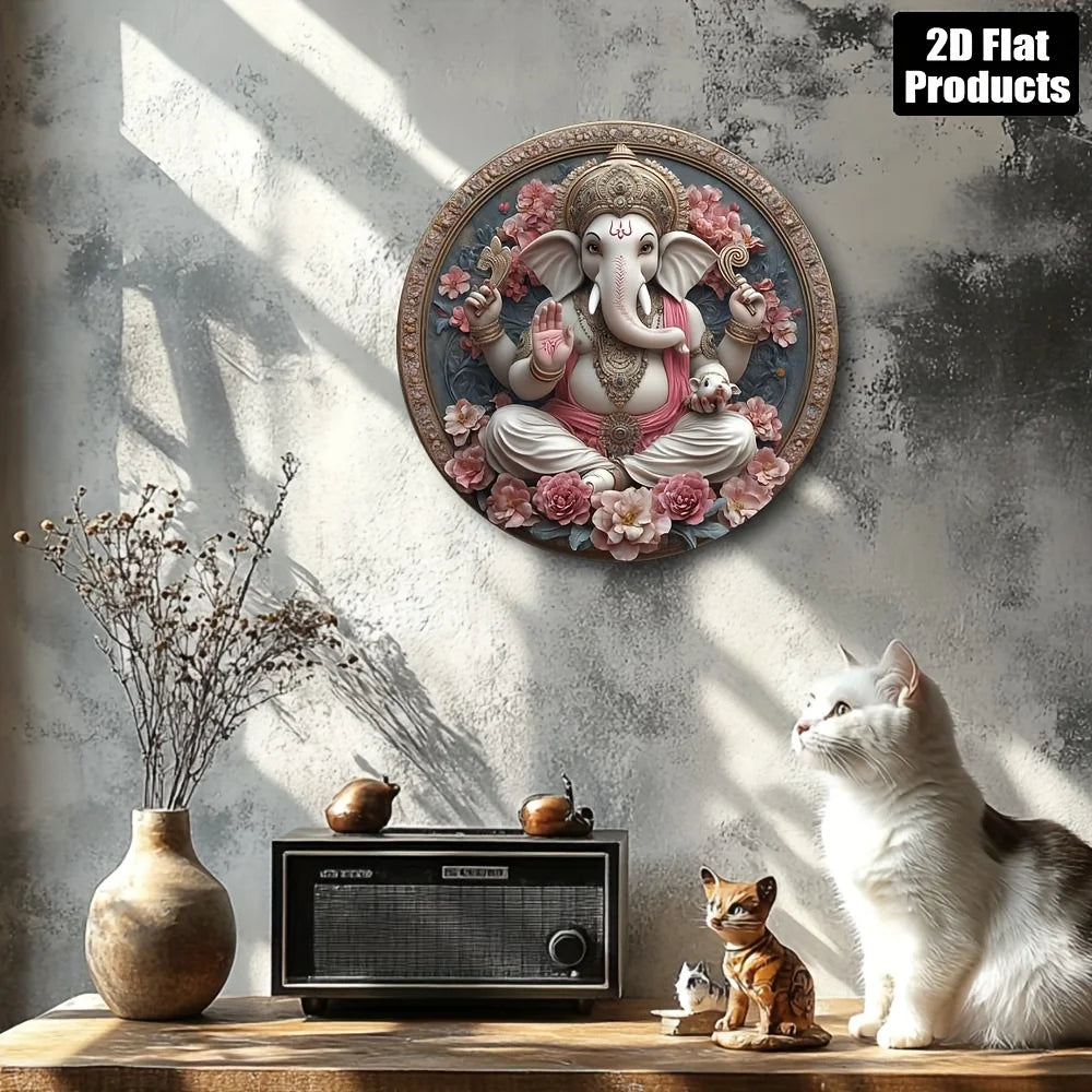 Cuadro Ganesha Floral · Impresión Circular