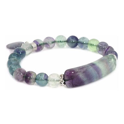 Fluorita Natural Rosa Cristal Quartzo Pulseira, Reiki Dangle, Contas Redondas, Pulseiras de Pedra, Coração do Amor, Jóias para Mulheres, Meninas, Homens