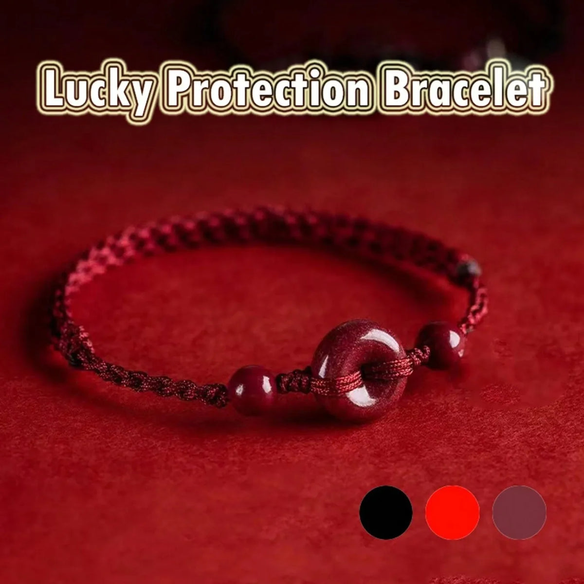 Pulseira amuleto de corda vermelha da sorte, feita à mão, para mulheres, homens, cinábrio, fivela de segurança, corda trançada, festa, amizade, joia, presente