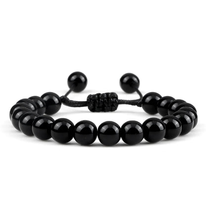 Clássico Black Volcanic Lava Stone Beads Pulseiras para homens, Natural Onyx Tiger Eye Pulseiras, Yoga Meditação Jóias, 6mm, 8mm