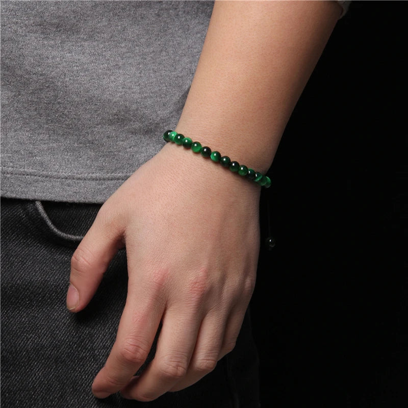 Pulsera trenzada de ojo de tigre azul