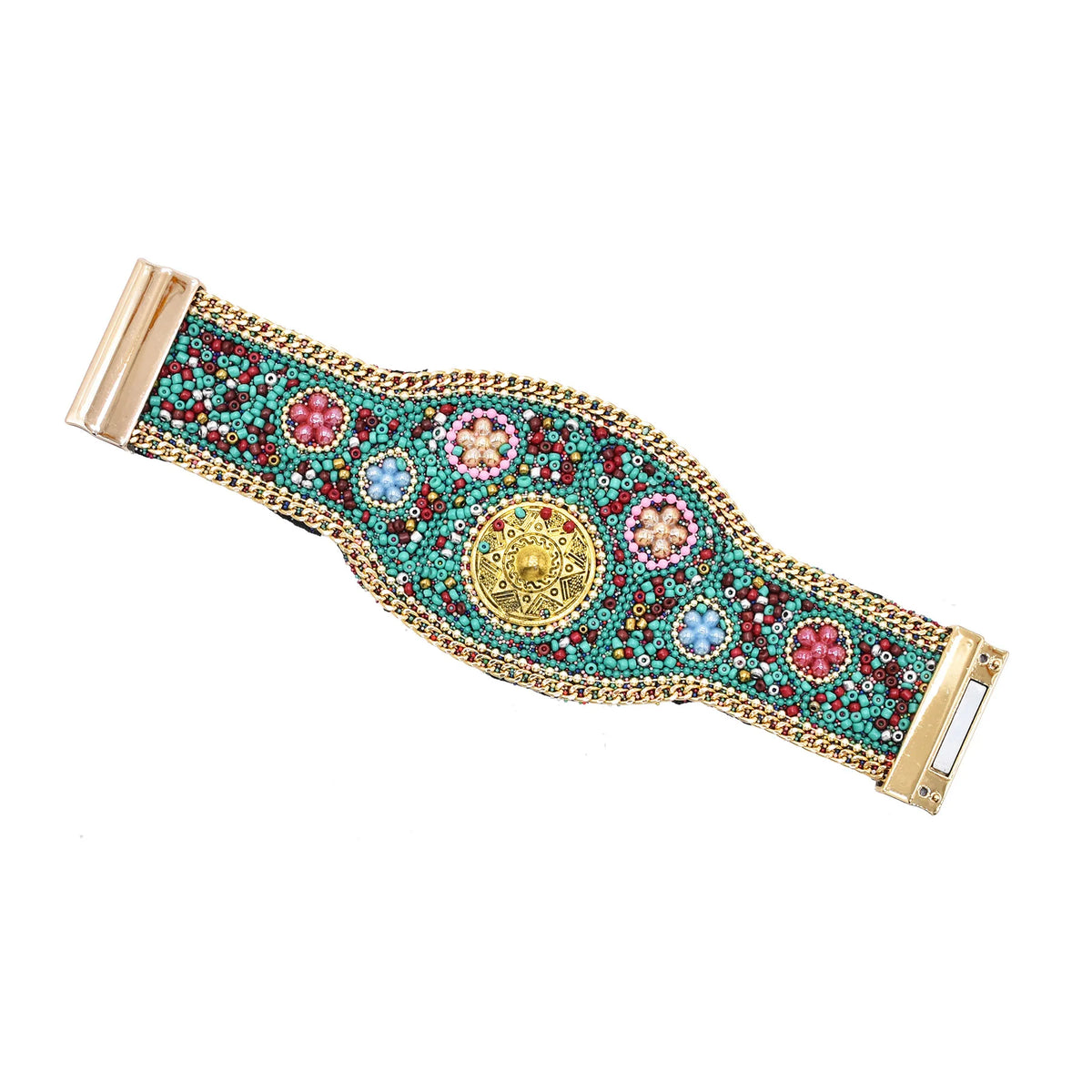 Pulsera bohemia ancha con ojo turco