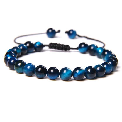 Pulsera trenzada de ojo de tigre azul