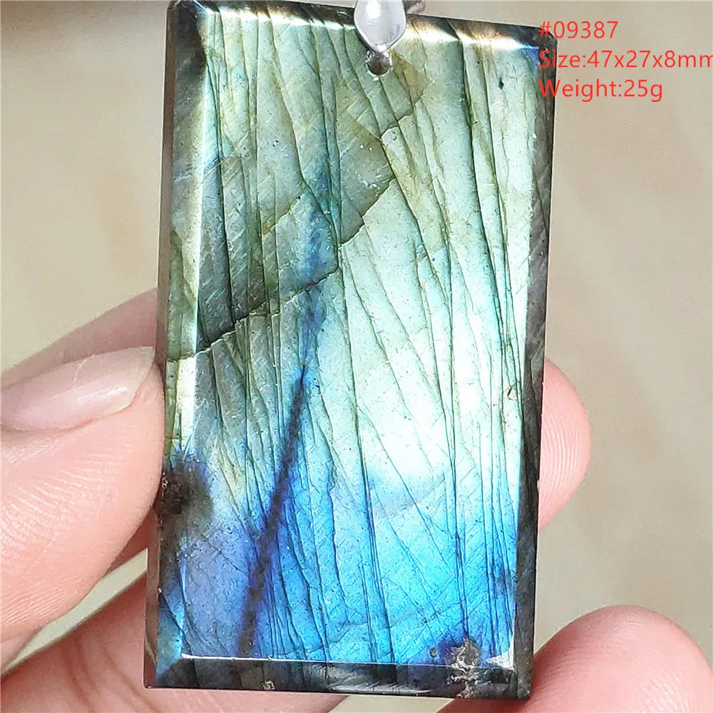 Colar de Pingente de Labradorita Azul Natural em Formato de Gota com Brilho para Mulheres e Homens AAAAAA