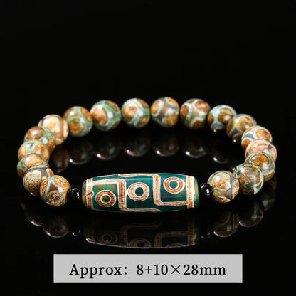 Jd natural verde nove olhos tibetano dzi ágata barril contas pulseira feminino masculino retro cura buda oração charme yoga jóias presente