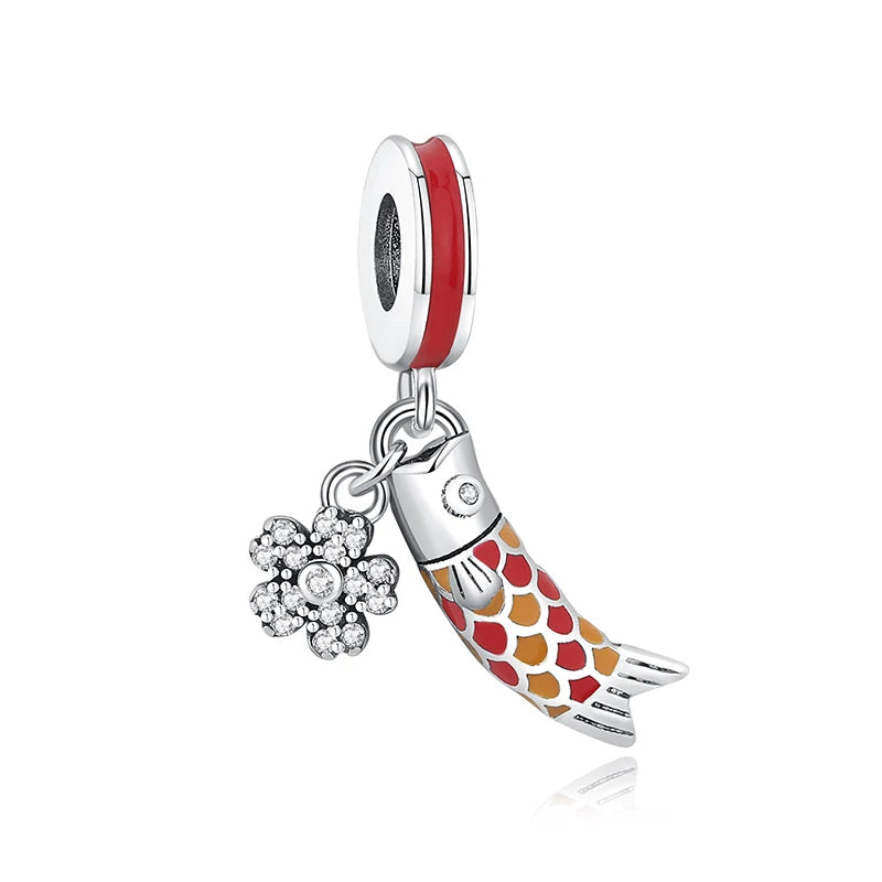 Charms Originais de Prata Esterlina 925, Pingente de Gato da Sorte, Boneca Japonesa, Presente de Ano Novo, Pulseiras e Colares para Mulheres, Joias