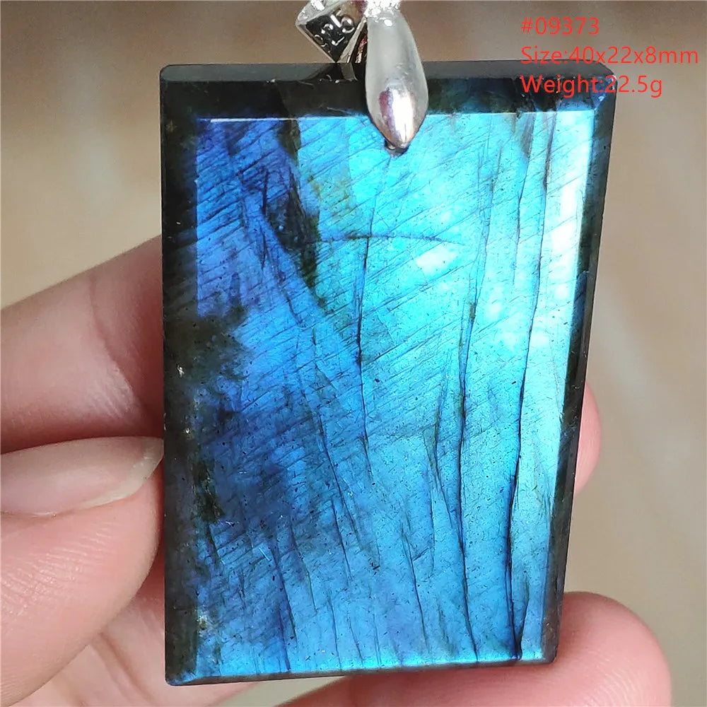 Colar de Pingente de Labradorita Azul Natural em Formato de Gota com Brilho para Mulheres e Homens AAAAAA