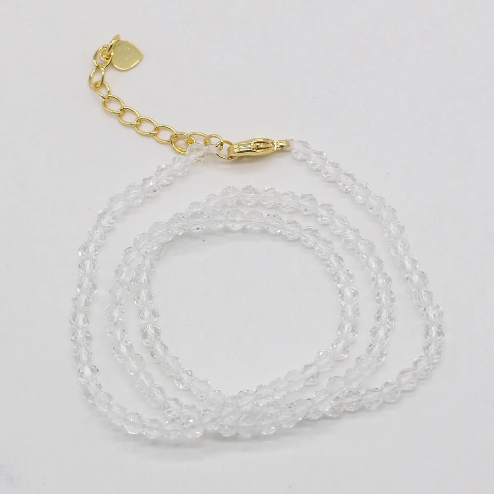 Gema Micro Facetada Colar Curto para Mulheres, Joias Finas, Contas Espinélio 1 Corda, Pulseira Feminina, Gargantilha de Festa