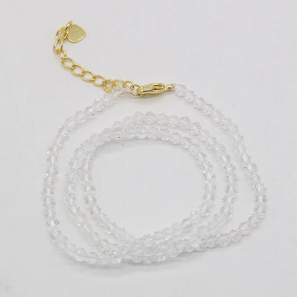 Gema Micro Facetada Colar Curto para Mulheres, Joias Finas, Contas Espinélio 1 Corda, Pulseira Feminina, Gargantilha de Festa
