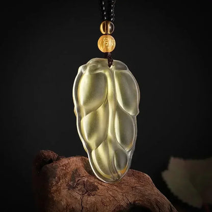 Colar com pingente de fofoca de obsidiana, escultura em forma de dragão e fênix, amuleto da sorte, joias de pérola mantra de seis caracteres