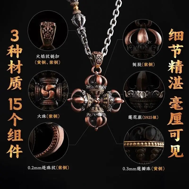 Cruz feliz vajra pingente karma pilão acessório original colar tibetano pingente alça de cobre peça