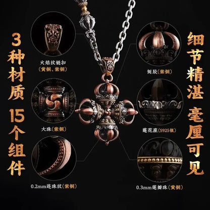 Cruz feliz vajra pingente karma pilão acessório original colar tibetano pingente alça de cobre peça