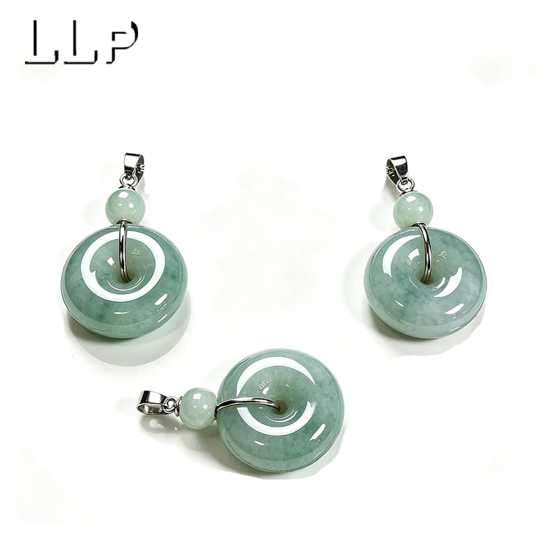 Pingente de jade natural de Mianmar, símbolo da paz, com fecho em prata S925. Um amuleto da sorte para atrair boa fortuna, ideal como presente para mulheres.