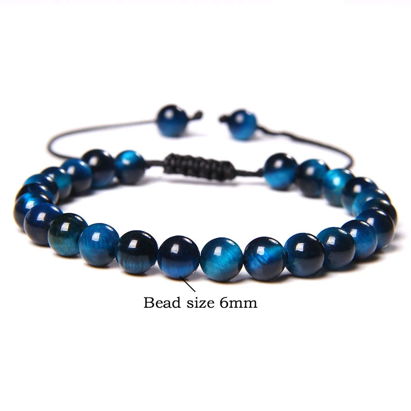 Pulsera trenzada de ojo de tigre azul