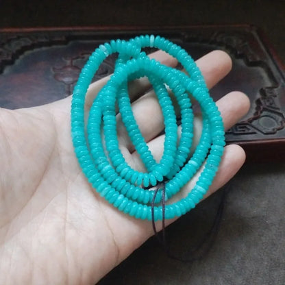 Colar Mala de 108 Contas Redondas Azul Turquesa Brilhante, Contas de Oração Budista com Pedra Preciosa Ciano para Meditação