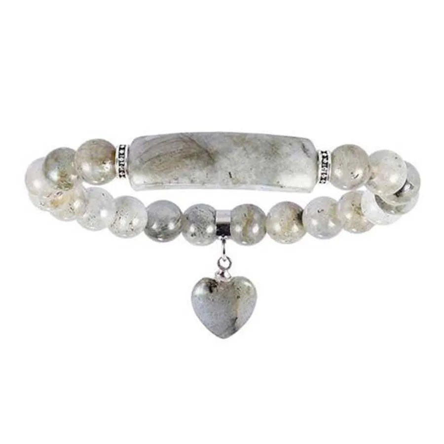 Fluorita Natural Rosa Cristal Quartzo Pulseira, Reiki Dangle, Contas Redondas, Pulseiras de Pedra, Coração do Amor, Jóias para Mulheres, Meninas, Homens