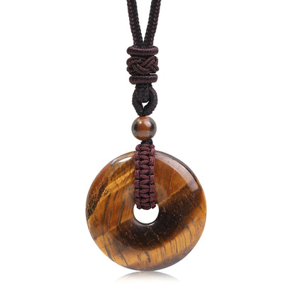 Pedra natural ametista olho de tigre colar pingente moda masculina e feminina colar paz nó chinês colar presente