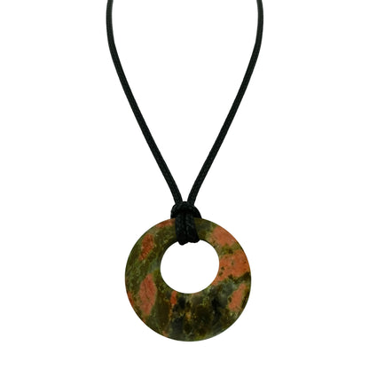 28mm círculo donut cura cristais colar natural semi-precioso chakra pedra preciosa amuleto moeda da sorte donuts charme proteção