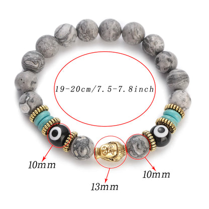 Pulsera de Buda y ojo turco de 10 mm