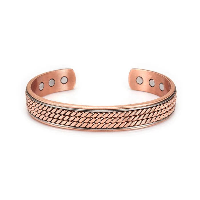 Vinterly pulseiras de cobre puro magnético ajustável trançado manguito 12mm pulseiras de metal macio redimensionável jóias de saúde das mulheres dos homens