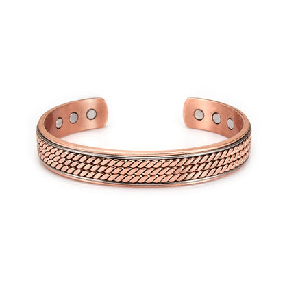 Vinterly pulseiras de cobre puro magnético ajustável trançado manguito 12mm pulseiras de metal macio redimensionável jóias de saúde das mulheres dos homens