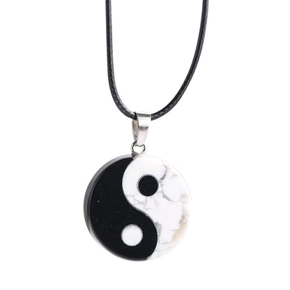 Natural branco pinho tai chi pingente colar chinês feng shui yin yang amuleto charme corda corrente auspicioso jóias presentes