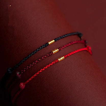 Pulseira Lucky Bead de Cobre trançado à mão, corda vermelha, fivela simples, original étnico, acessório feminino, casal