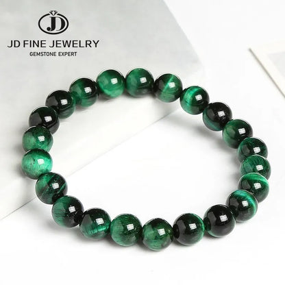 Pulsera de ojo de tigre azul redonda